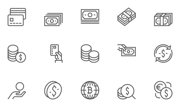 Set of Money Related Vector Line Icons. 48x48 Pixel Perfect.