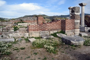 Obraz premium The Basilica of St. John was a basilica in Ephesus. It was constructed by Justinian I in the 6th century. It stands over the believed burial site of John the Apostle. It was modeled after the now lost