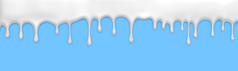 Milk stream on a blue background. 3D illustration