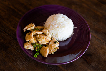 Thai garlic chicken fillet slices