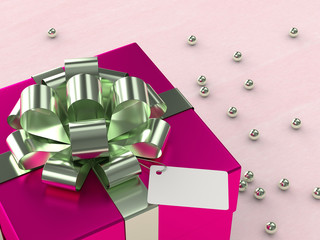 3d rendering of  gift box with ribbon