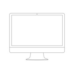Outline drawing PC monitor. Elegant thin line style design. Vector illustration.