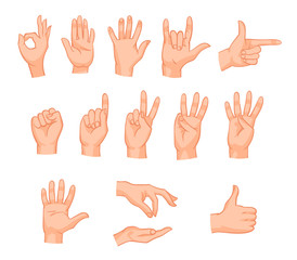 hands in different gestures signs vector illustration