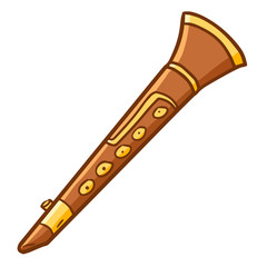 Funny and cute oboe in simple cartoon style - vector.
