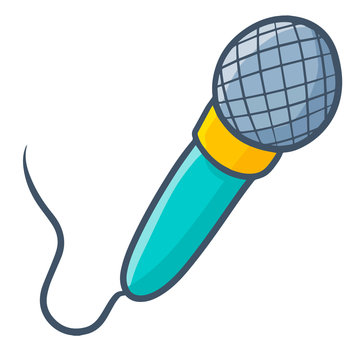 Funny and cute mic in cartoon - vector. Stock Vector | Adobe Stock
