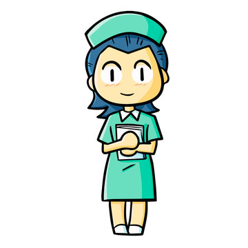Funny and cute nurse smiling to patients - vector.