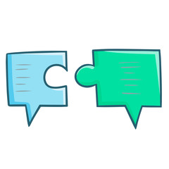 Cute and funny symbol: two balloon text puzzle come together - vector.
