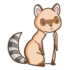 Funny and cute racoon sit and smiling - vector.
