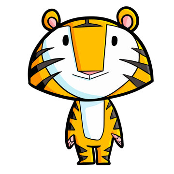 Cute and funny tiger standing and smiling - vector.