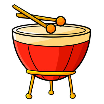 Cute and funny red timpani for orchestra - vector.