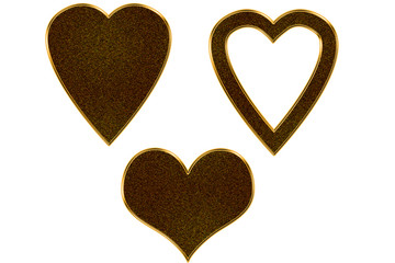 Corazones de oro y dorados.