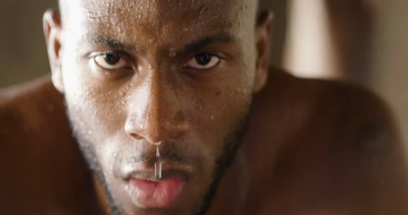 00:14 | 00:17 1× A muscular and sweaty man is training at the gym by lifting the gym weights to strengthen his muscles. Concept of: workout, workout, power, supplements, fitness - Powered by Adobe