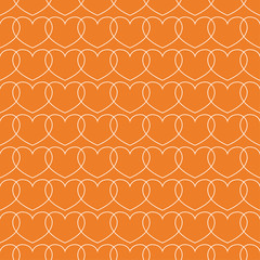 Hearts as seamless pattern. Orange romantic background