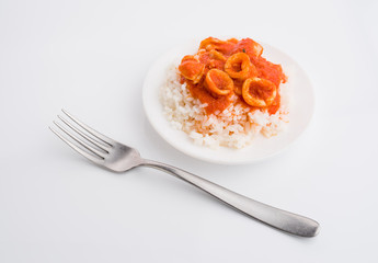 home made stew of rice and squid