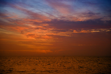 Sunset on the coast of the Caribbean Sea. Dominican sunset.