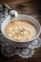 Mushroom soup with noodles.