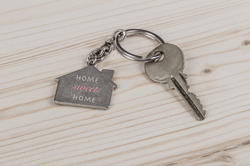 key with home shaped keyring