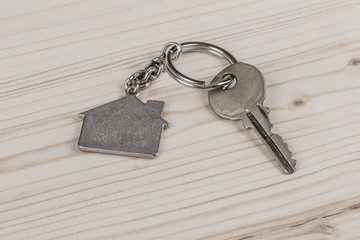 key with home shaped keyring