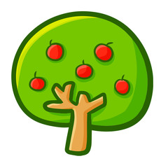 Cute and funny apple tree - vector.