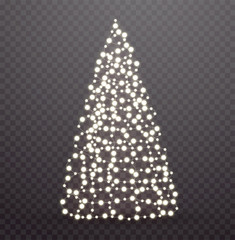 Glowing Christmas tree made of lights and garlands.