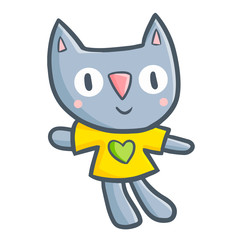 Funny and cute grey car doll smiling - vector.