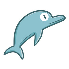 Funny and cute cool dolphin jumping - vector.