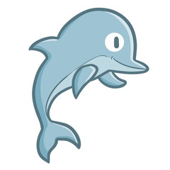 Funny and cute dolphin jumping - vector.