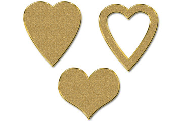 Corazones de oro y dorados.
