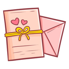 Cute and funny pink love letter - vector.