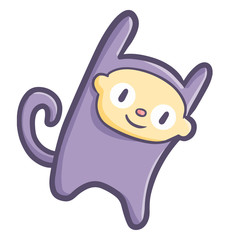 Funny and cute purple monkey smiling - vector.
