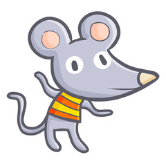 Cute and funny mouse wearing shirt and standing happily - vector.