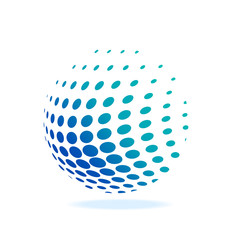 Logo of world, abstract ball with a sphere dots