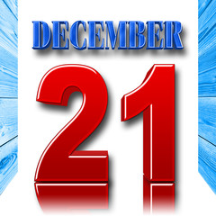 Stock Illustration - Red Bold 21 Blue Bold December, 3D Illustration, White Background.