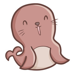 Cute and funny seagull laughing happily - vector.
