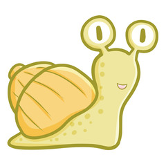 Funny and cute snail crawling and smiling - vector.