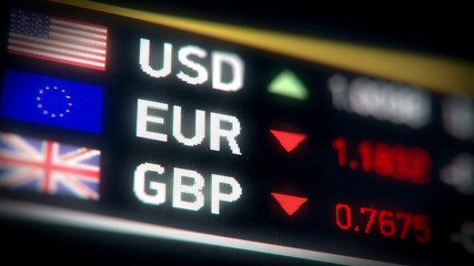 British pound, Euro, US dollar comparison, currencies falling, financial crisis. European Union and...