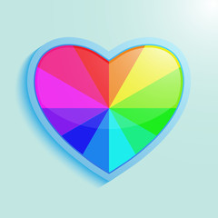 Rainbow heart, vector design object. Color heart icon.