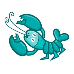 Cute  and funny fresh green lobster - vector.