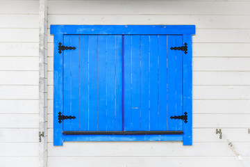 Blue wooden window detail