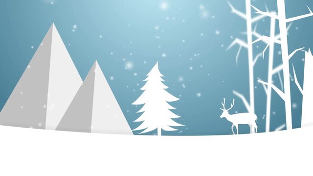 2d animated winter background with Happy New Year 2018 text