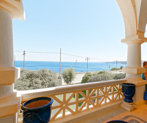 View from villa sticchi, Mock Moorish palace, santa cesarea terme, puglia, Southern Italy,