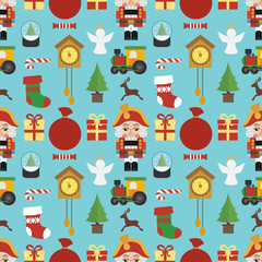 Happy Christmas seamless with nutcracker design flat.Vector illustration