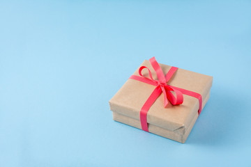 Christmas present box on a light blue background
