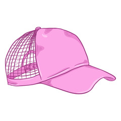 Vector Cartoon Side View Net Cap. Beach Headwear