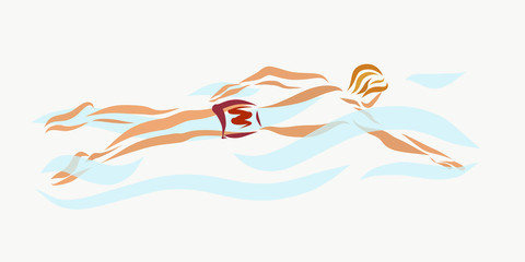 Obraz premium Man, swimmer in the waves