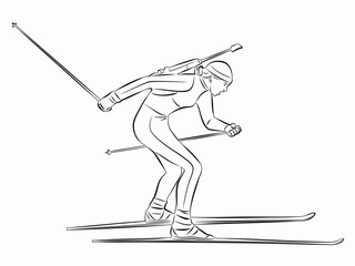 illustration of a biathlon skier , vector draw