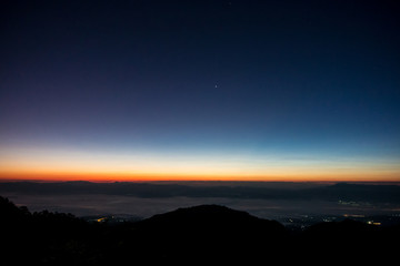 Fototapeta premium Mountain scenery in sunrise. Photo taken from Doi Ang Khang, Chiang Mai, Thailand