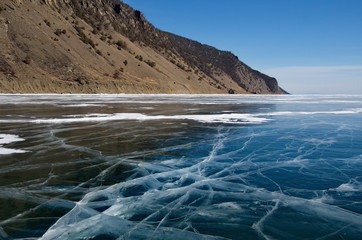 Russia. Amazing the transparency of the ice of lake Baikal due to the lack of snow and extreme cold in the winter.