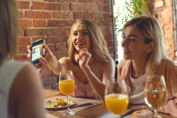 Young women in cafe