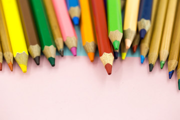 Large colored pencils close-up